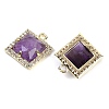 Natural Amethyst Faceted Square Charms G-I375-06G-01-2