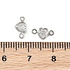 SHEGRACE Brass Pave Clear Cubic Zirconia Heart Connector Charms XGRQ2O907-448P-3