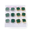 6 Pair 2 Color Square Synthetic Malachite Stud Earrings EJEW-A024-02-1