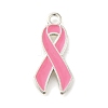 Breast Cancer Pink Awareness Ribbon Theme Alloy Enamel Pendants ENAM-C026-01A-S-1