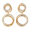 304 Stainless Steel & Glass Dangle Stud Earrings EJEW-T054-07G-2