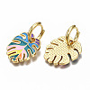 Brass Enamel Huggie Hoop Earrings EJEW-Q018-001-NF-3