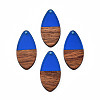 Transparent Resin & Walnut Wood Pendants X-RESI-N025-032-C03-2