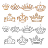 14Pcs 14 Styles Crown Zinc Alloy Rhinetsone Lapel Pins for Clothes JEWB-HY0001-56-1