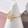 Snake 304 Stainless Steel Open Cuff Ring for Women RJEW-M049-02G-3