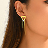 201 Stainless Steel Pave Cubic Zirconia Triangle Tassel Earrings for Women SW1190-3