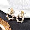 Ring & Bowknot Brass Dangle Stud Earrings EJEW-TA00349-2