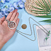 Flat Round with Flower Magnifying Glass Pendant Alloy Rope Chain Necklaces for Women NJEW-WH0013-74S-3