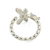 Dragonfly Brass Micro Pave Clear Cubic Zirconia Cuff Rings for Women RJEW-M016-02P-4