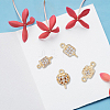 DICOSMETIC 8Pcs 4 Styles Brass Micro Pave Clear Cubic Zirconia Connector Charms KK-DC0003-36-7
