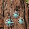 Bohemia Alloy & Acrylic Pendant Necklaces & Dangle Earrings Sets WGE09E2-04-1