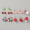 5 Pairs Iron Resin Dangle Earring Sets EJEW-WH20072-002E-GP-1