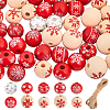 Painted Natural Wood European Beads WOOD-SC0001-83-1