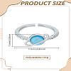 1Pc Brass Micro Pave Cubic Zirconia Open Cuff Rings for Women RJEW-LP0002-22-2