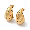 304 Stainless Steel Teardrop Stud Earrings EJEW-B108-05G-B-2