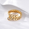 Brass Micro Pave Clear Cubic Zirconia Open Cuff Rings for Women RJEW-G341-05G-02-3