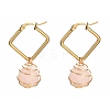 Copper Wire Wrapped Natural Rose Quartz Dangle Earrings for Women EJEW-JE04629-01-1