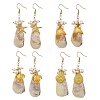 Ocean Shell Pearl & Electroplated Natural Freshwater Shell Dangle Earrings for Women EJEW-JE07400-3