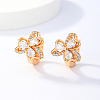 Elegant Brass Pave Clear Cubic Zirconia Clover Hoop Earrings JD9482-2