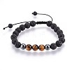 Natural Lava Rock and Non-Magnetic Synthetic Hematite Beads Braided Bead Bracelets BJEW-JB03975-25-1