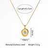 Flower Printed 304 Stainless Steel Geometric Pendant Necklaces for Women WG37CA3-03-1