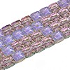 Electroplate Transparent Glass Beads Strands EGLA-N017-03F-1