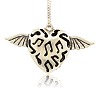 Antique Silver Alloy Rhinestone Hollow Heart Angle Wings Pendants RB-J235-01AS-2