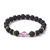 Natural & Synthetic Mixed Gemstone Round Beaded Stretch Bracelet BJEW-JB10009-3