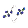 Cherry Spray Painted Crackle Glass Beads & Natural Diopside Chip Beads Dangle Earrings EJEW-JE06289-6