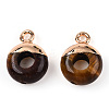 Natural Tiger Eye Flat Round/Donut Charms G-I347-07-2