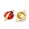 Brass Red and Black Enamel Connector Charms KK-I276-16G-2