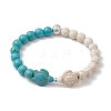 8mm Round Two Tone Synthetic Turquoise Beaded Stretch Bracelets BJEW-JB10659-1