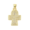 Cross Theme Rack Plating Brass Micro Pave Cubic Zirconia  Pendants KK-Z074-60G-1