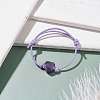 Natural Amethyst Heart Braided Cord Bracelet BJEW-JB07685-05-2
