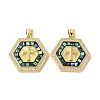 Brass Micro Pave Clear Cubic Zirconia Pendants KK-K385-033G-2