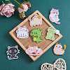 13Pcs 13 Style Dinosaur & Cat & Frog Acrylic Brooch Pin JEWB-SZ0001-83-4