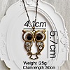 Vintage Alloy Rhinestone Hollow Carved Owl Pendant Necklaces for Women TQ3246-5-2