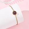 Half Round Natural Gemstone Bead Link Bracelets BJEW-JB14119-2