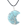 Synthetic Turquoise Crescent Moon Pendant Necklaces PW-WG70010-10-1