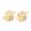 Brass Micro Pave Clear Cubic Zirconia Connector Charms KK-P228-68G-1
