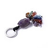 Natural Amethyst Nugget with Mixed Gemstone Chips Tassel Keychains KEYC-P012-02P-04-3