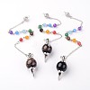 Dyed Natural Agate Beaded Pendulum Charm Bracelets G-L414-07-1