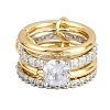 Brass Micro Pave Cubic Zirconia Plain Band Finger Rings for Women RJEW-P160-01F-G01-4