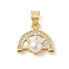 Brass & Shell & Clear Cubic Zirconia Charms KK-I712-18G-1