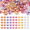 50Pcs 5 Colors Baking Paint Transparent Glass European Beads GPDL-SW0001-01-1