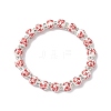 Flower Printed Porcelain Ceramic Beads Stretch Bracelets for Women BJEW-JB12375-02-2