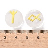 Brass Elder Futhark Alphabet Engraved Symbol Flat Round Natural Quartz Crystal Rune Stones G-I373-01B-3