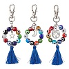 3Pcs Handmade Lampwork Evil Eye & Polyester Tassel Pendant Decorations HJEW-JM02821-1