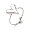 Non-Tarnish 304 Stainless Steel Heart Open Cuff Ring for Women RJEW-E066-09P-1