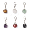 6Pcs Round Natural Black Onyx & Carnelian & Amethyst & Tiger Eye & Green Aventurine & White Jade Pendant Decorations HJEW-JM03831-02-2